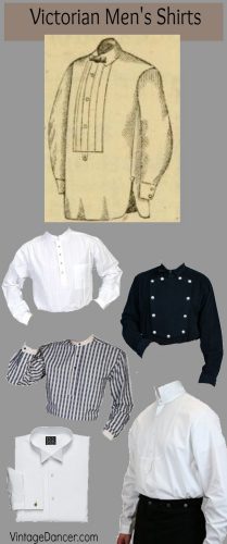 Victorian mens shirts: styles for gentlemen, wild west outlaws, and Steampunk time travelers. At VintageDaner.com/Victorian
