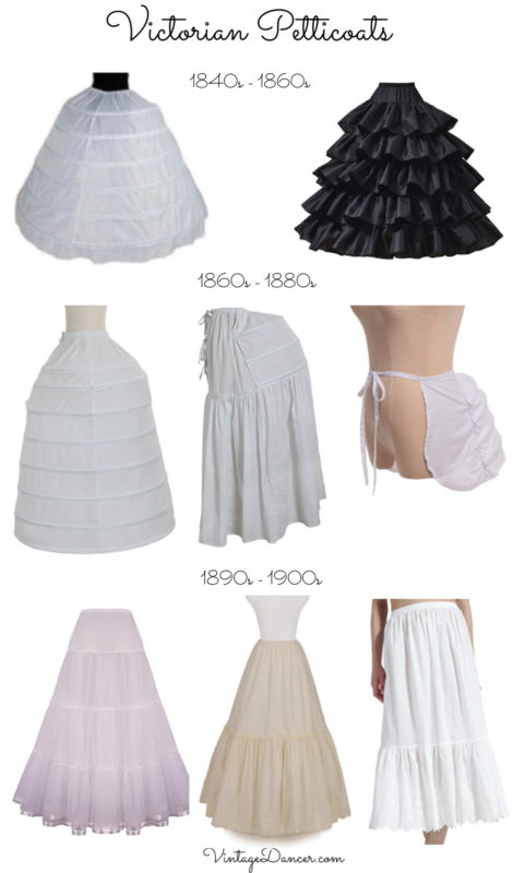 Victorian petticoats underwear crinoline hoop skirts bustle pads at VintageDancer jpg