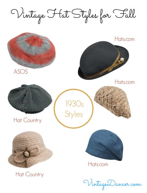 1930s style fall winter hats- small, berets, cloches
