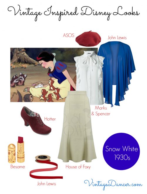 Create a 1930s Snow White Disney inspired style with this look.