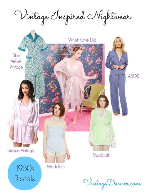1950s styles of nightwear were frilly, frothy and sheer. Nylon was a popular fabric choice during this decade.