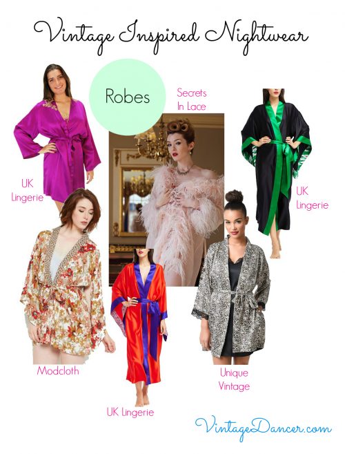Be stylish at home in these vintage inspired robes.