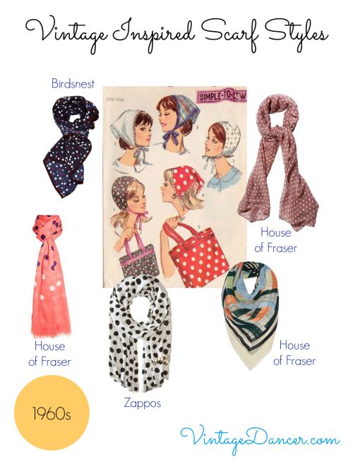 A selection of great vintage inspired 1960s scarves.