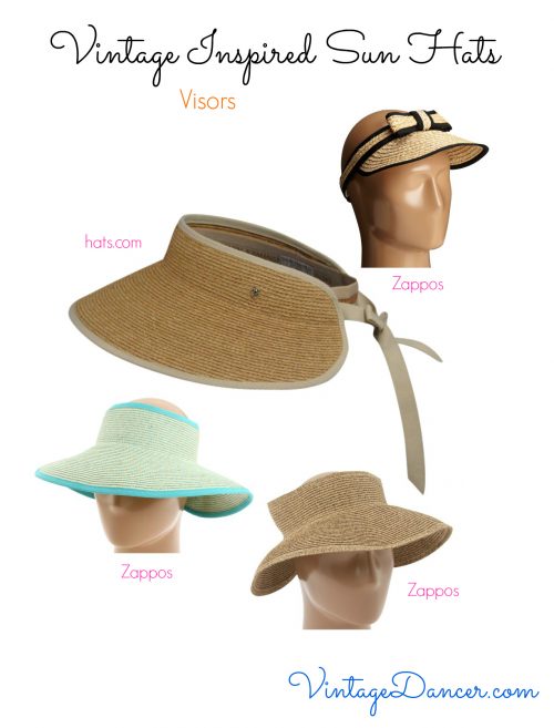 Are sun visors vintage? Yes! Starting in the 1920s they were popular Tennis or sport hats. Learn more at VintageDancer.com