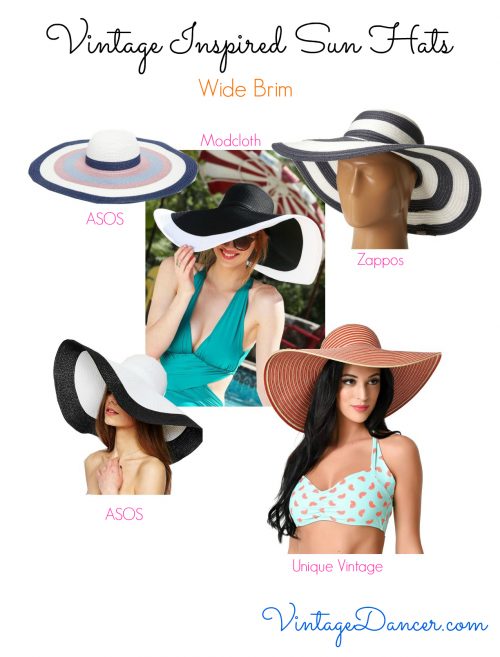 Wide brimmed vintage inspired sun hats at ViintageDancer.com