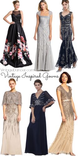Vintage Inspired Evening Gowns and Dresses, Great Gatsby and Old Hollywood Styles