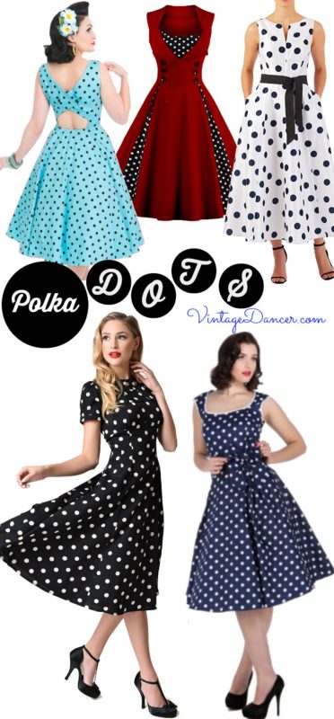 Vintage style Polka Dot dresses, pinup dresses, Rockabilly dresses, clothing and fashion at VintageDancer