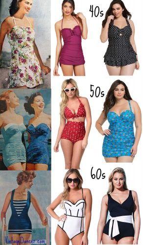 Vintage Style Swimsuits, Vintage Bathing Suits, 1940s, 1950s, 1960s styles at VintageDancer.com