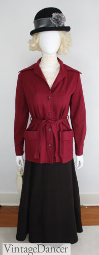 1970s does 1915 jacket with skirt, blouse and and hat