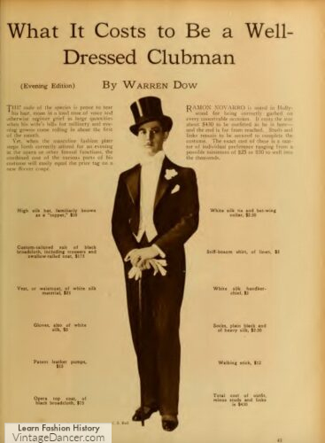 1920s mens clothing cost wealthy