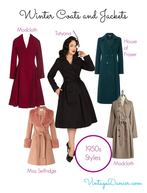 For a formal 1950s look, choose from this selection of vintage winter coats.