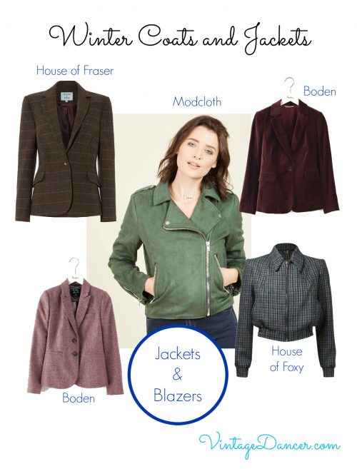 Whether you favour tailored blazers or swing jackets, there is a great selection of vintage and retro coat styles to buy currently available.