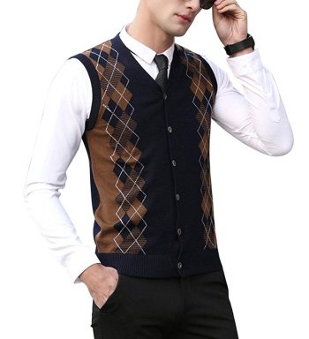 men's vintage vest for all - Argyle cardigan sweater vest