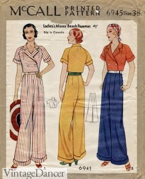 Beach pajamas turned modest play wear. 1930s pattern