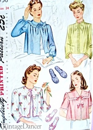 1940s bed jacket sewing pattern
