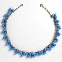 1920s Art Deco Blue Bead Fringe Necklace