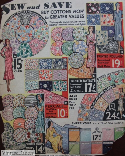 1930s Cotton Fabrics materail
