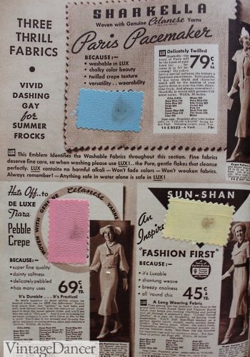 1930s fabric swatches of crepe