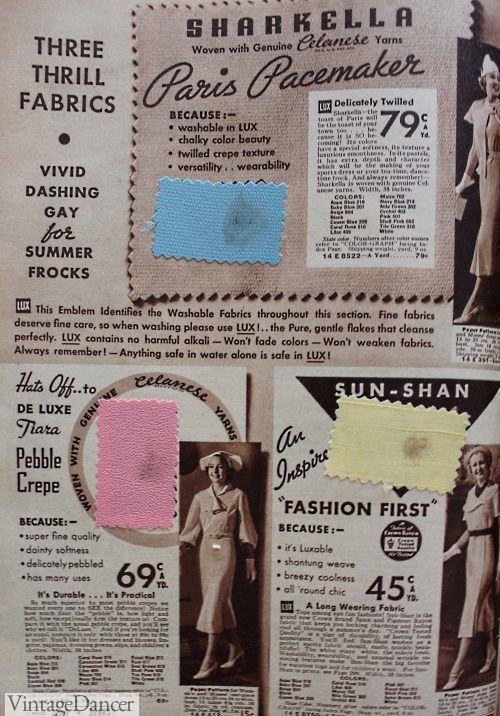 1930s Fashion Colors & Fabrics