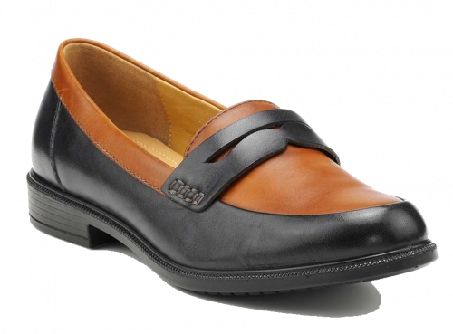 Vintage style black and brown two tone loafer by Hotter