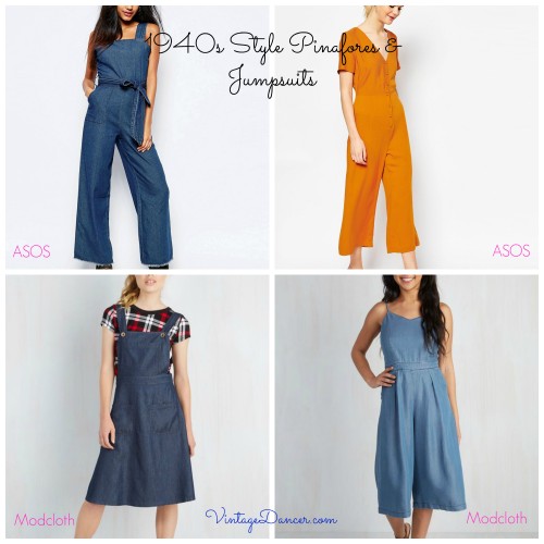 Try these jumpsuits for a 1940s inspired look. VintageDancer.com/1940s