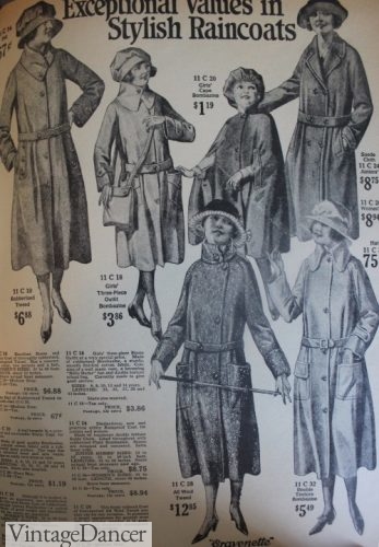 Early 1920s raincoats with hats