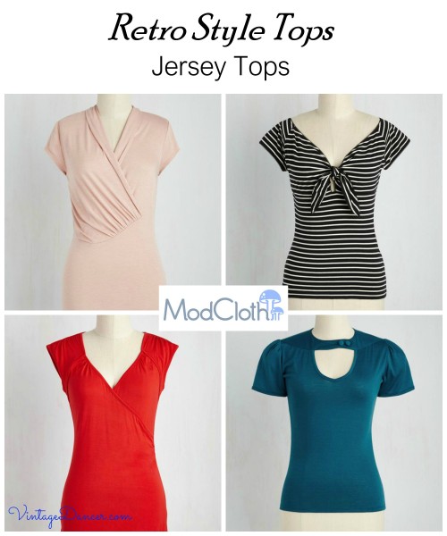 Retro style tops. Perfectly versatile, choose one of these jersey tops from Modcloth for a retro style