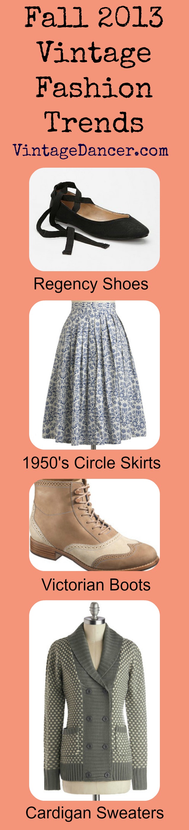 Fall 2013 Vintage Fashion Trends- Circle Skirts, Cardigans, Boots
