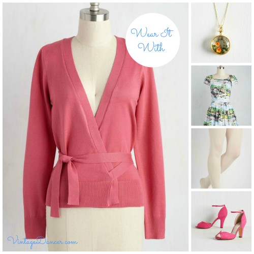 How to wear a vintage style cardigan. Layer a cardigan over a retro dress for a perfect 1950s look