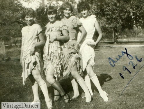 Young girls showing off their Rolled Stockings at VintageDancer