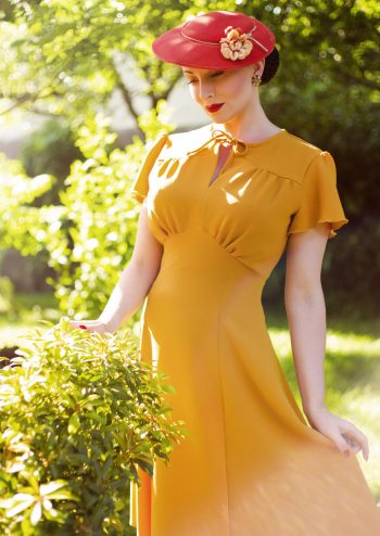 Forties swing dress in mustard at House of Foxy