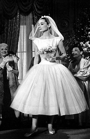 1957, Audrey Hepburn's Tea Length Wedding Dress in Funny Face