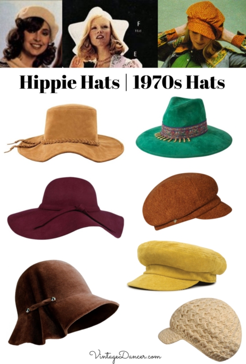 Hippie hats 70s hats 1970s hats women at VintageDancer