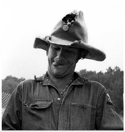 60s mens hat Woodstock MC Hugh "Wavy Gravy" Romney in a tattered slouch hat at VintageDancer