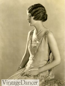 1926 June Collyer V Cut Beaded Chiffon Dress