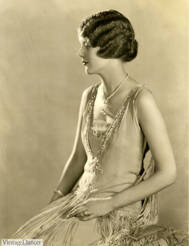 1926 June Collyer V Cut Beaded Chiffon Dress