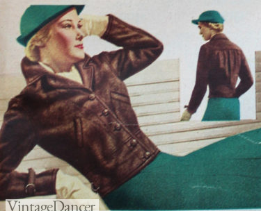 Cropped leather jacket 1930s women outfit