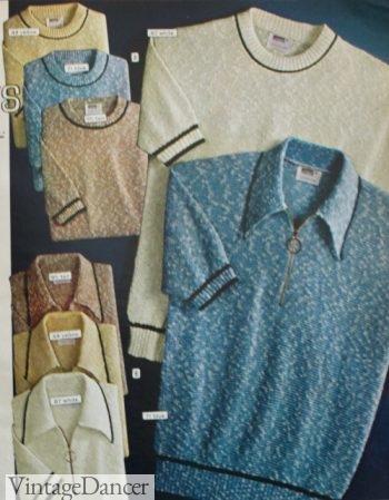 1970s men's zip or crew knit shirts
