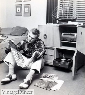 1950s young meen teenager wears saddle shoes