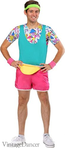 Guys 80s workout costumes 1980s gym clothes men costume