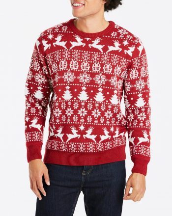 Men's vintage novelty christmas sweater, red deer sweater jumper