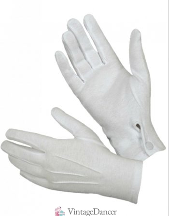 Men's vintage formal white gloves with a button to snap at the wrist