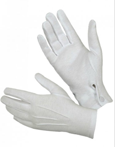 Men's vintage formal white gloves with a button to snap at the wrist