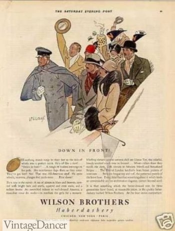 1920s mens hats - Ad for Wilson Brothers Haberdashery