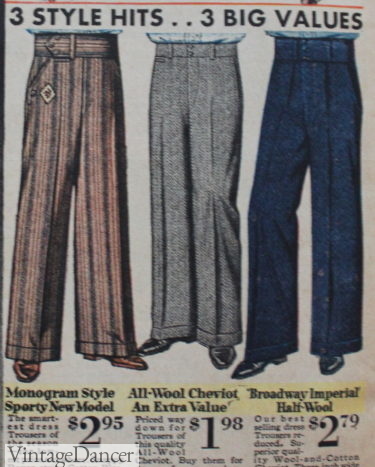 1930 men stripe and plain trousers