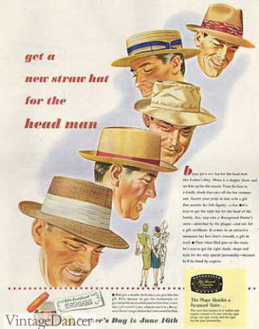 Late 40s straw hats for men
