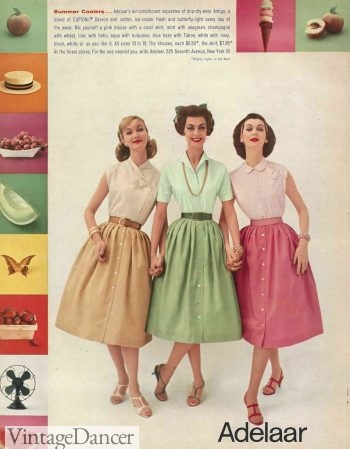 1950s button front skirts