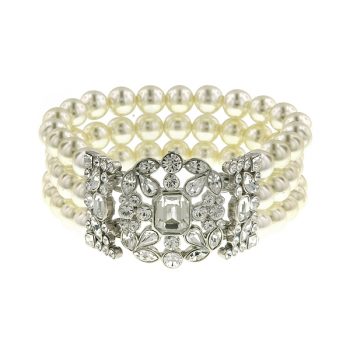 Pearl and rhinestone bracelet. perfect for 1940s evening wear, 