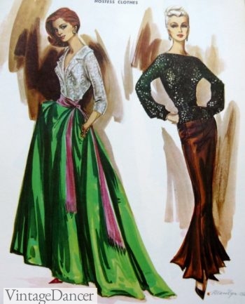 1950s Hostess gowns made with skirt and blouse seperates