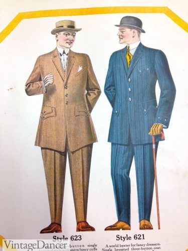 1918 men's fancy sleeves and pockets on a rah-rah suit